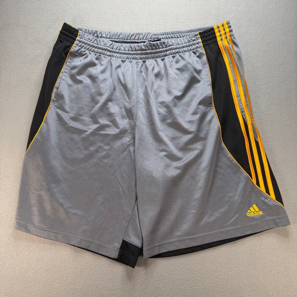 Adidas Basketball Shorts Y2K Athletic Grey Mesh Relaxed 2XL 3-Stripe Activewear